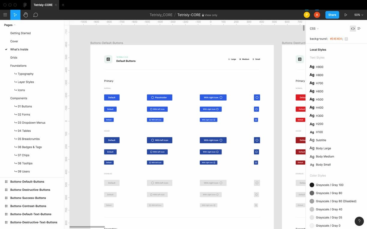 A style guide in Figma.